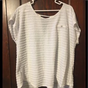 White textured cap sleeve blouse